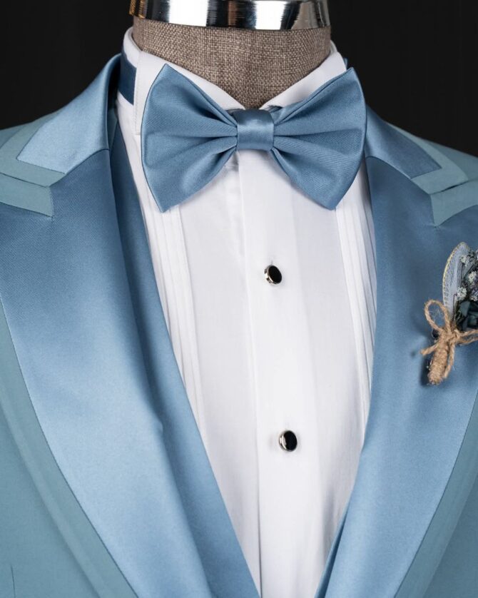 Luxury Sky Blue 3-Piece Tuxedo for Men – Slim Fit Wedding & Formal Suit | Berlinaf
