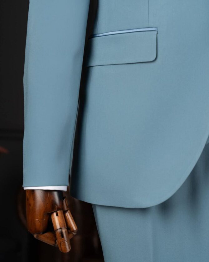 Luxury Sky Blue 3-Piece Tuxedo for Men – Slim Fit Wedding & Formal Suit | Berlinaf