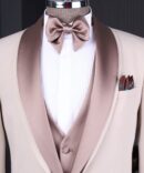 Elegant Beige Tuxedo with Champagne Satin Shawl Lapel – Berlinaf Three-Piece Men’s Wedding & Formal Suit