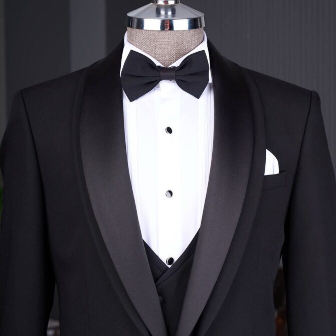 Classic Black Tuxedo with Satin Shawl Lapel – Berlinaf Premium Men’s Formal Suit