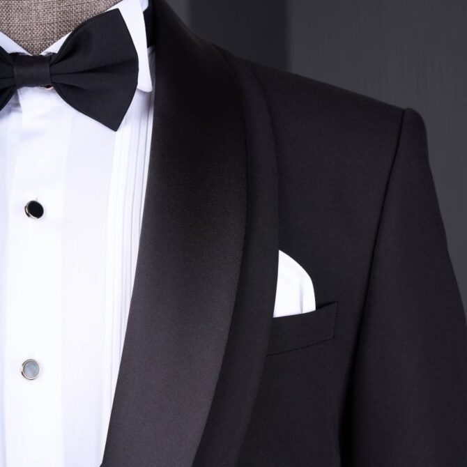 Classic Black Tuxedo with Satin Shawl Lapel – Berlinaf Premium Men’s Formal Suit