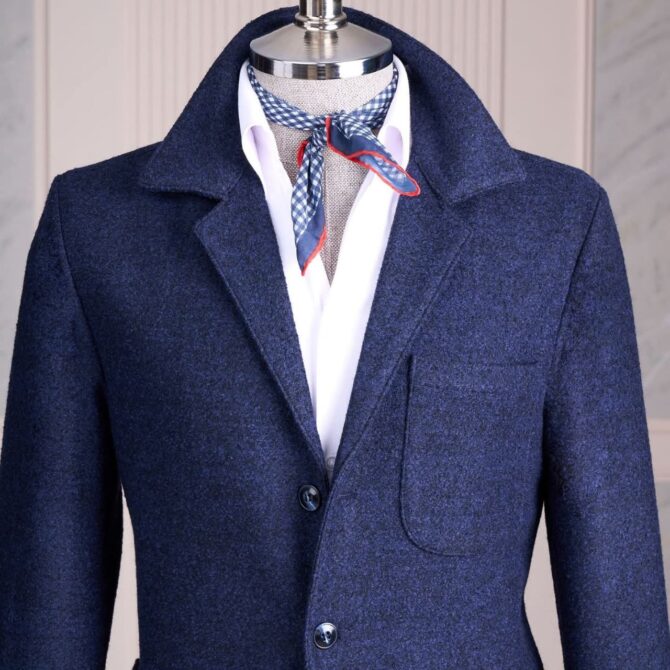 Men’s Soft Navy Wool Blazer with Patch Pockets – Tailored Smart Casual Jacket for Every Season | Berlinaf