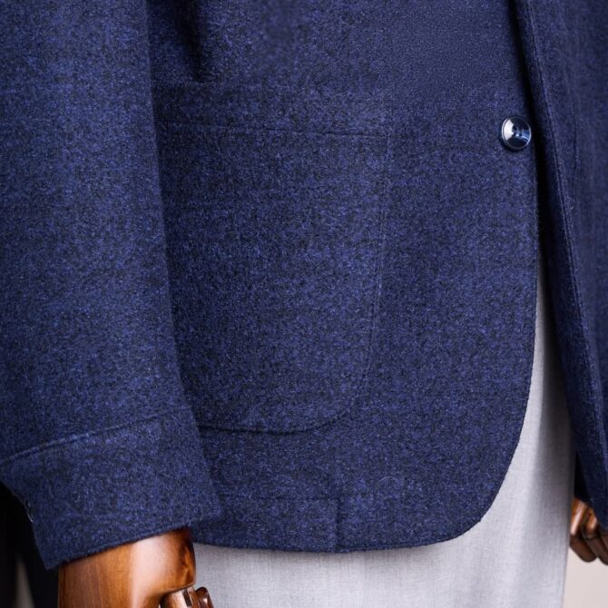 Men’s Soft Navy Wool Blazer with Patch Pockets – Tailored Smart Casual Jacket for Every Season | Berlinaf