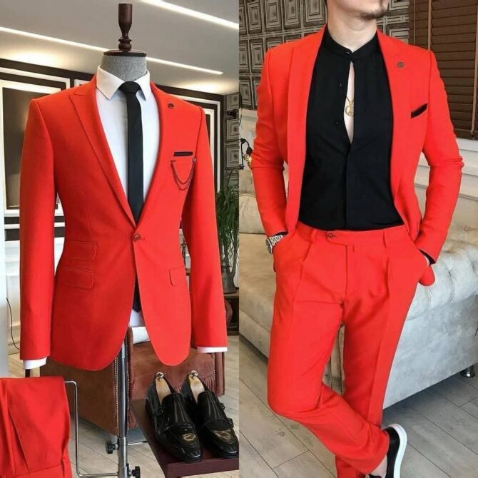 Bold Red Men’s Suit – Modern Slim Fit Formalwear | Berlinaf Germany