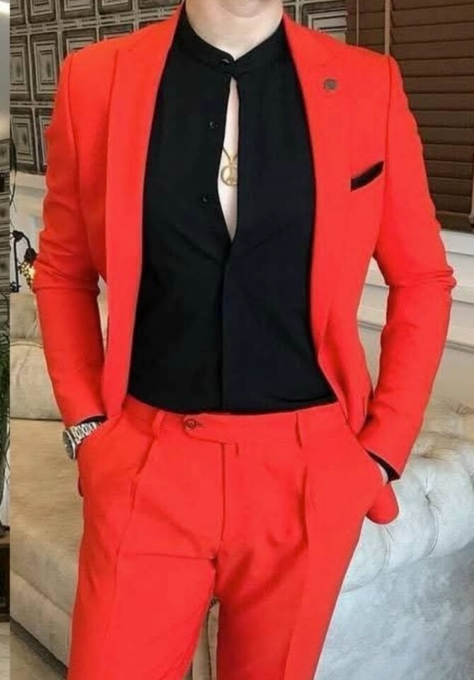 Bold Red Men’s Suit – Modern Slim Fit Formalwear | Berlinaf Germany