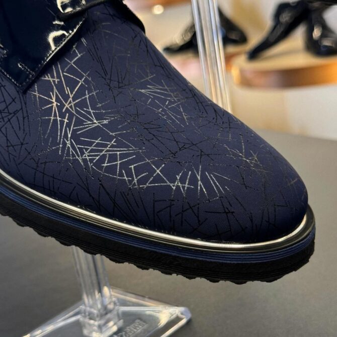 Men’s Navy Blue Dress Shoes with Patent Leather – Elegant Lace-Up Formal Footwear | berlinaf.com