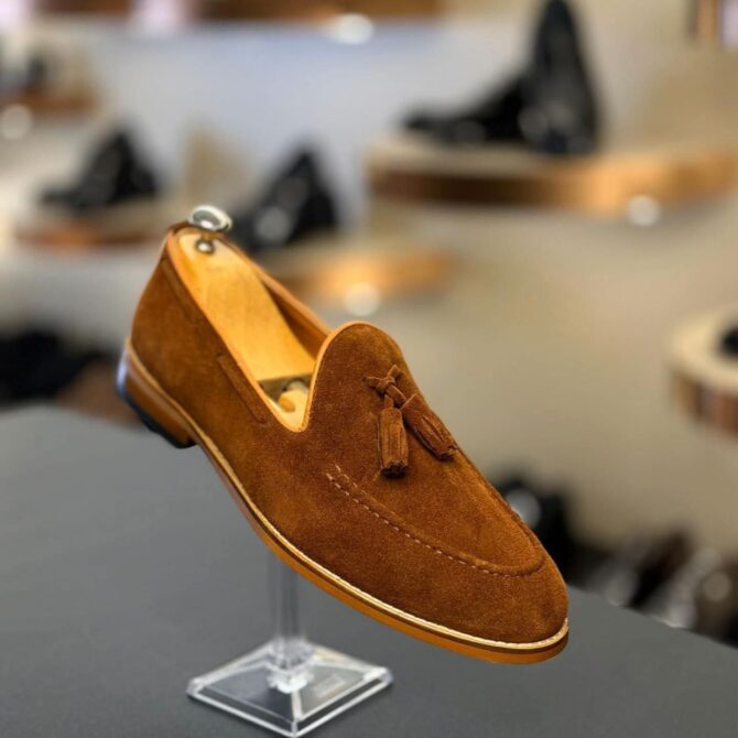 Men’s Beige Suede Tassel Loafers – Premium Slip-On Dress Shoes for Formal, Business & Smart-Casual Wear | berlinaf.com